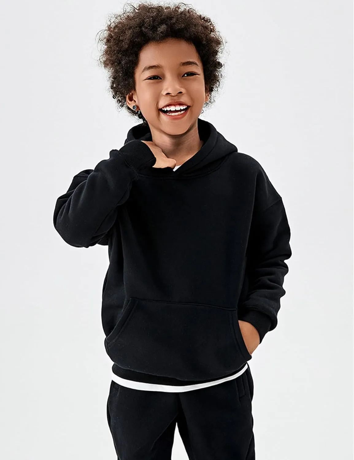 Flygo Girls Boys Fleece 2 Piece Outfits Pants Set Hoodies Sweatshirt and Jogger Sweatpants