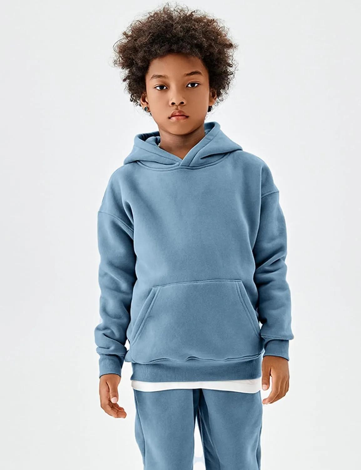 Flygo Girls Boys Fleece 2 Piece Outfits Pants Set Hoodies Sweatshirt and Jogger Sweatpants