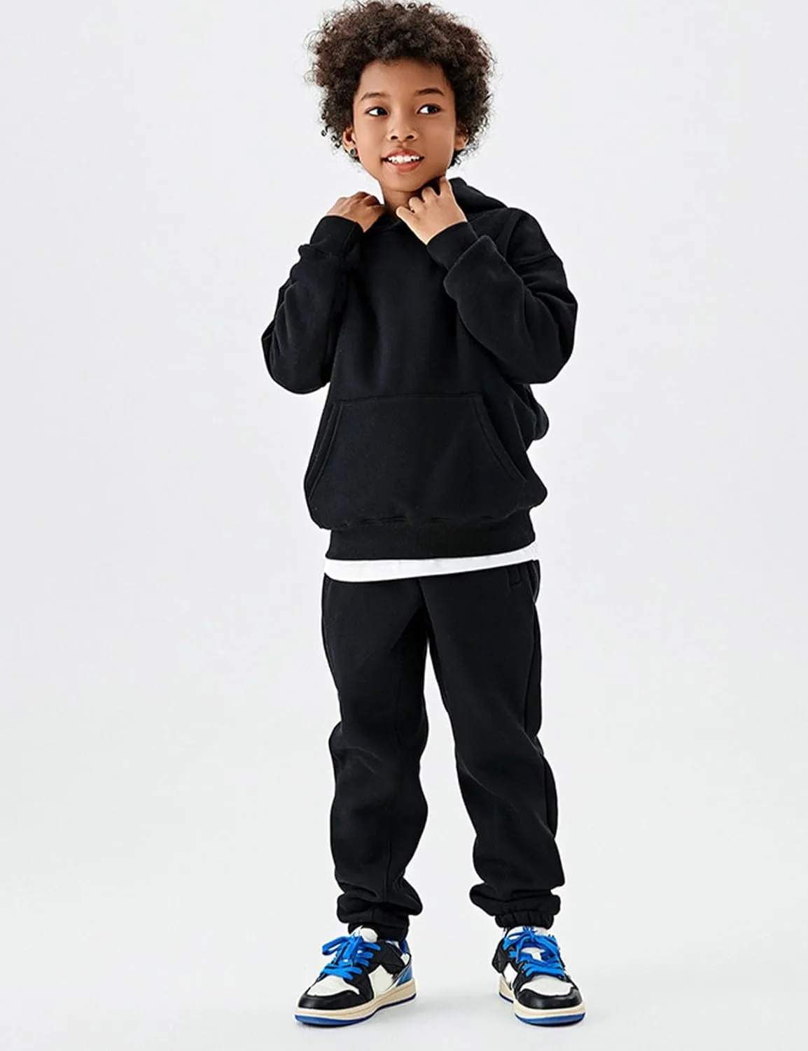 Flygo Girls Boys Fleece 2 Piece Outfits Pants Set Hoodies Sweatshirt and Jogger Sweatpants