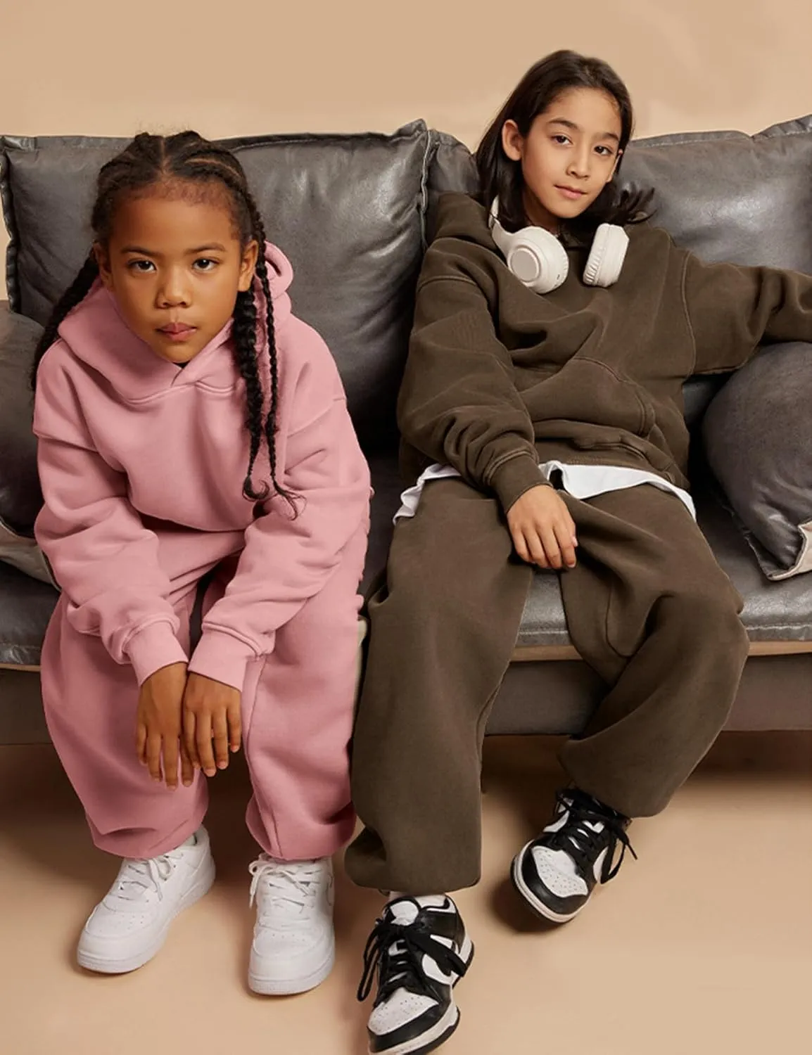 Flygo Girls Boys Fleece 2 Piece Outfits Pants Set Hoodies Sweatshirt and Jogger Sweatpants