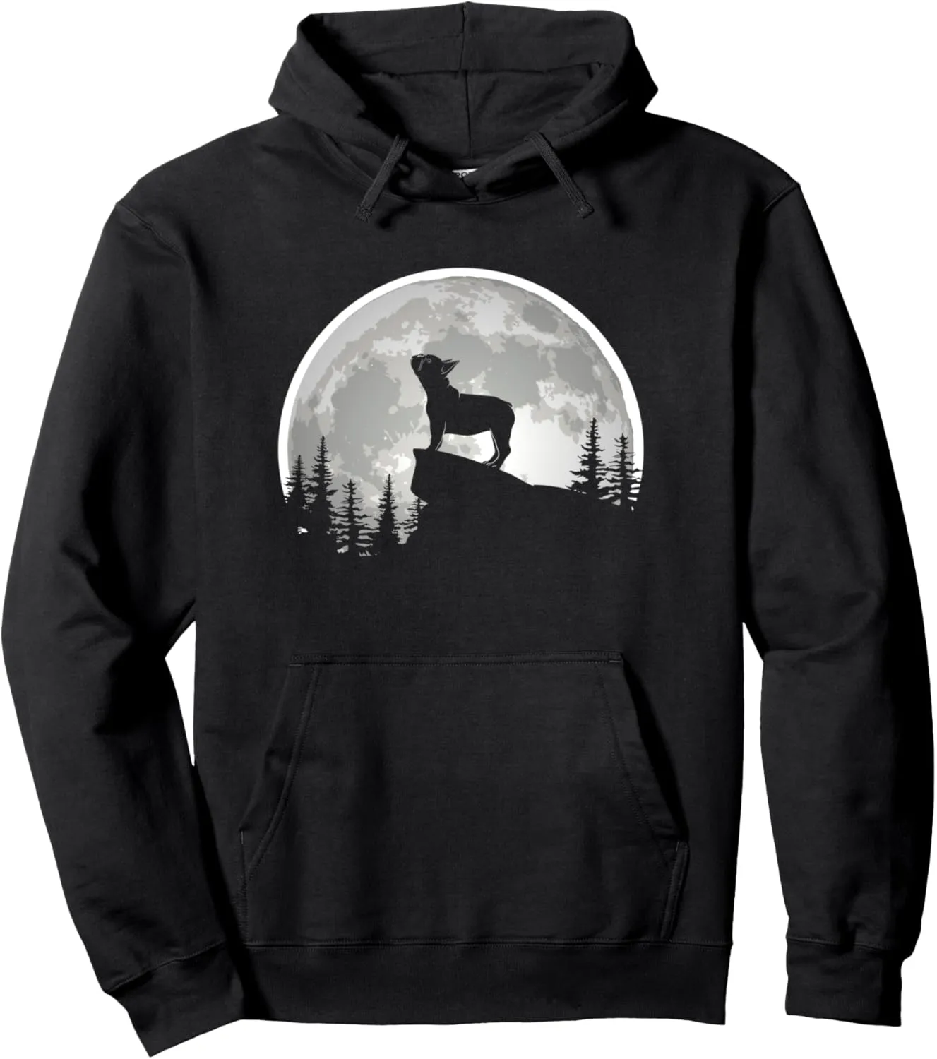 French Bulldog Frenchie Howling The Moon Pullover Hoodie
