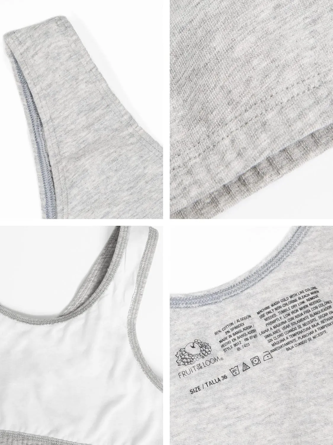Fruit of the Loom womens Built Up Tank Style Sports Bra Value Pack