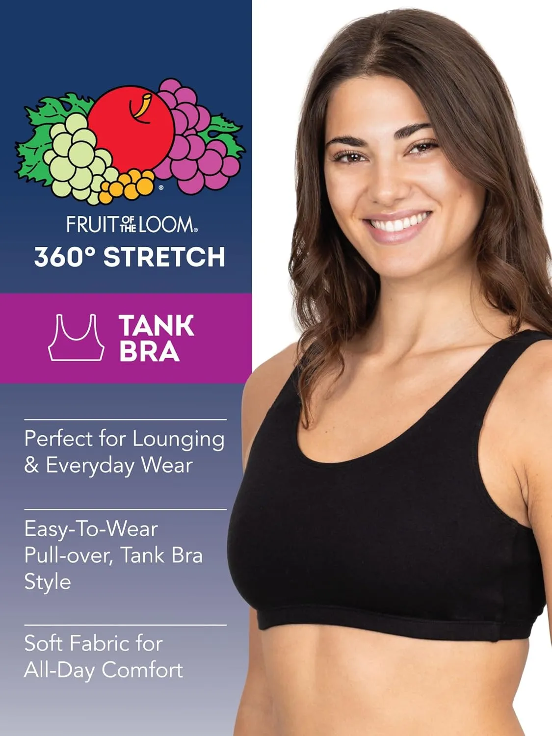 Fruit of the Loom womens Built Up Tank Style Sports Bra Value Pack
