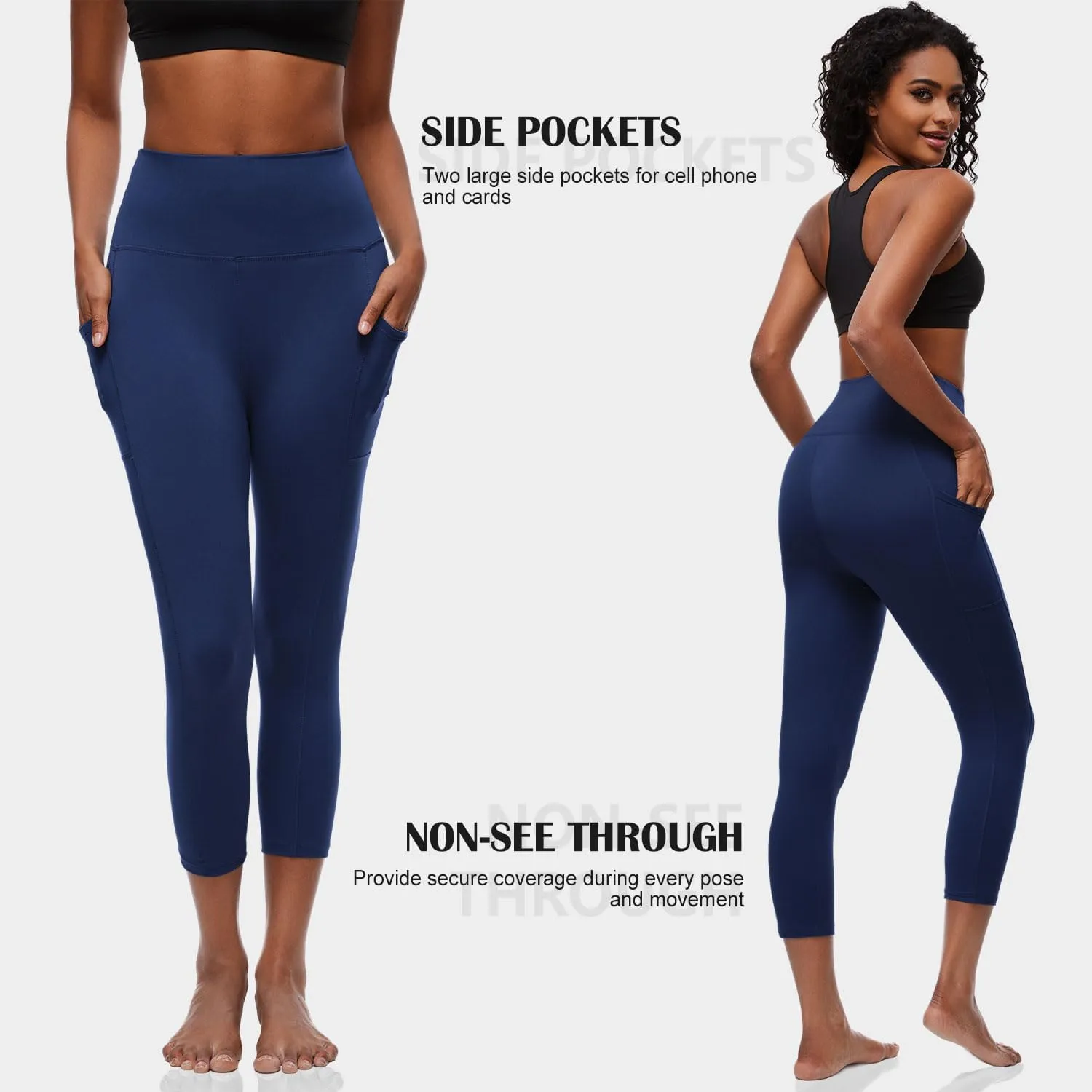 FULLSOFT Capri Leggings with Pockets High Waisted Capri Leggings for Women Workout Yoga Pants Capris