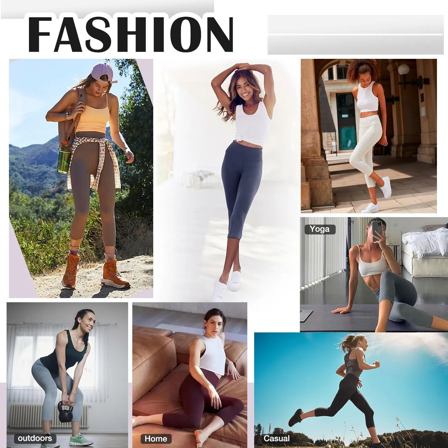 FULLSOFT Capri Leggings with Pockets High Waisted Capri Leggings for Women Workout Yoga Pants Capris