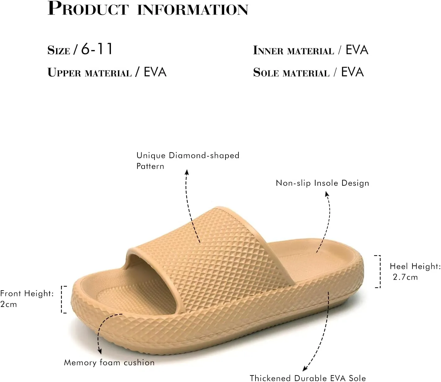 FUNKYMONKEY Slides for Women Quick Drying Non-Slip Bathroom Shower Sandals