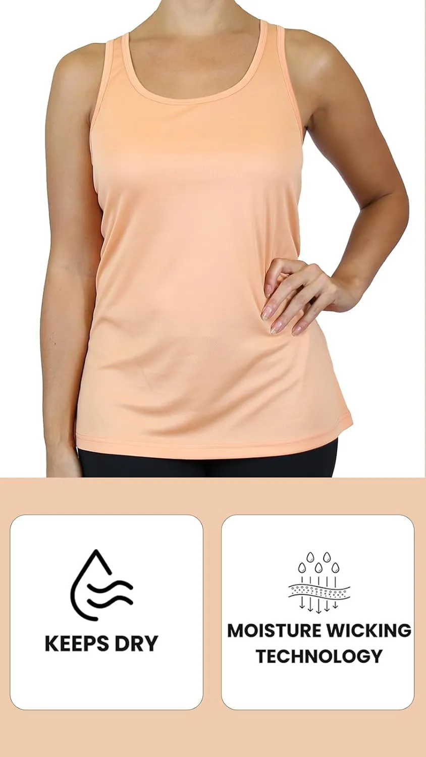 Galaxy by Harvic Womens Moisture Wicking Racerback Tagless Polyester Tanks Tops