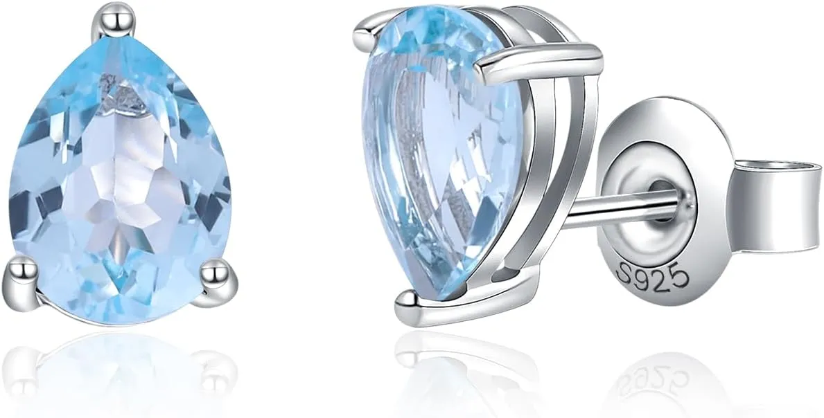 Gem's Beauty Earrings For Women Earrings Studs 925 Silver Inlays 5 * 7mm Gem Hypoallergenic Earrings For Girls Trendy Gift