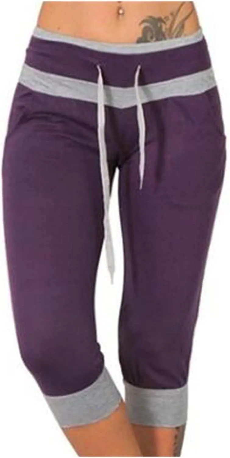 generic Women's Capri Yoga Pants High Waist Leggings for Women 2024 Workout Sweatpants Running Joggers Drawstring Lounge