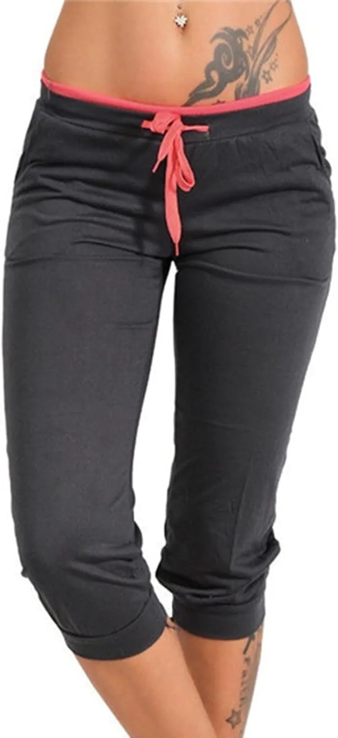 generic Women's Capri Yoga Pants High Waist Leggings for Women 2024 Workout Sweatpants Running Joggers Drawstring Lounge