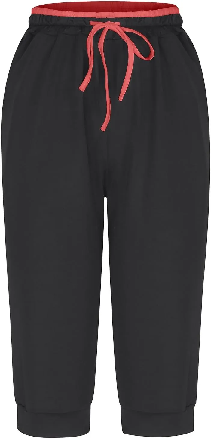 generic Women's Capri Yoga Pants High Waist Leggings for Women 2024 Workout Sweatpants Running Joggers Drawstring Lounge