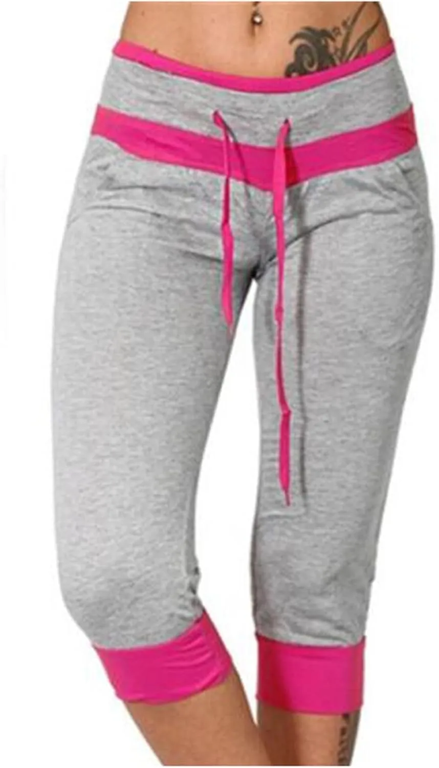 generic Women's Capri Yoga Pants High Waist Leggings for Women 2024 Workout Sweatpants Running Joggers Drawstring Lounge