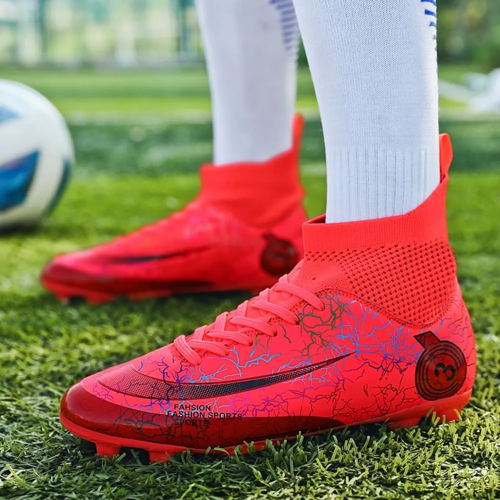 GEXECEUSS Men's Lightweight Football Cleats for Training: Boys High-Top Soccer Boots for Outdoor - Youth Professional Futsal Shoes