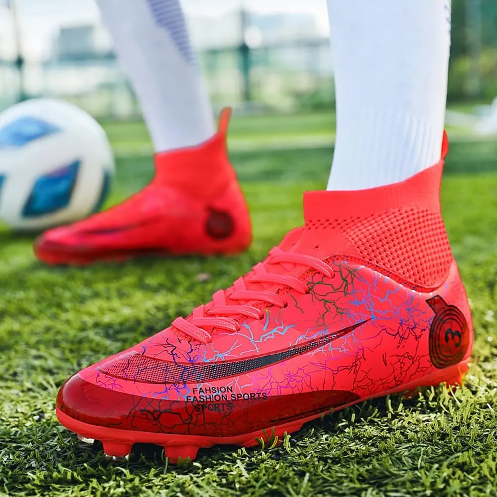 GEXECEUSS Men's Lightweight Football Cleats for Training: Boys High-Top Soccer Boots for Outdoor - Youth Professional Futsal Shoes