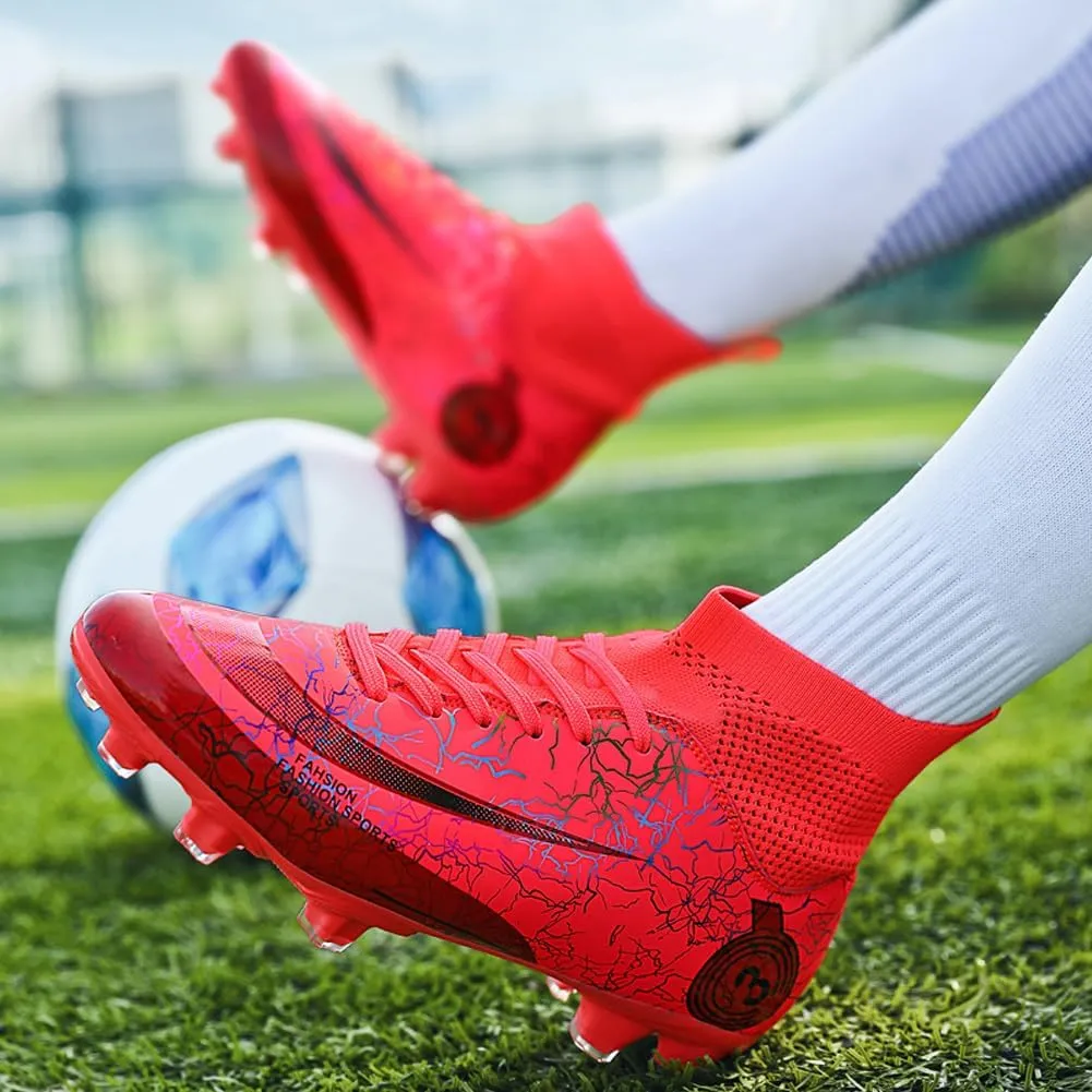 GEXECEUSS Men's Lightweight Football Cleats for Training: Boys High-Top Soccer Boots for Outdoor - Youth Professional Futsal Shoes