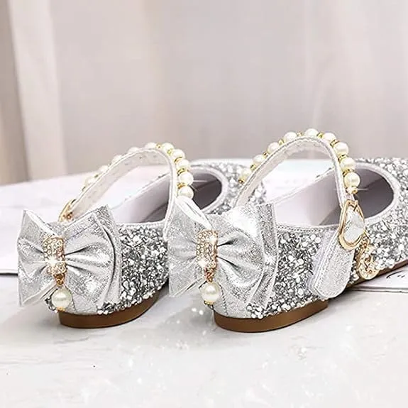 Girls Mary Jane Sequin Dress Shoes Toddler Cute Wedding Party Flat Shoes