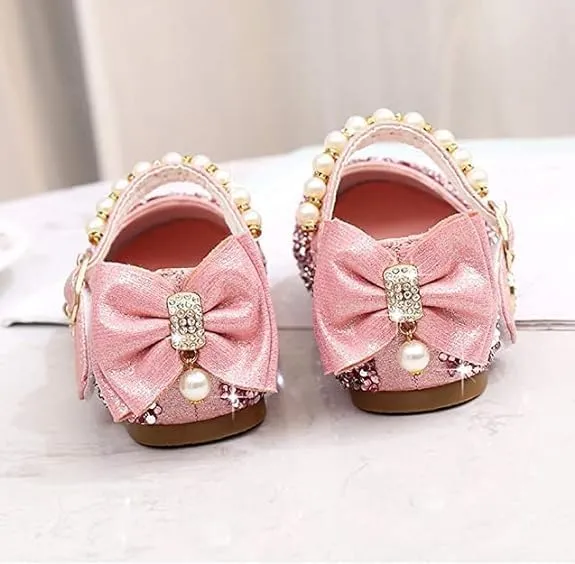 Girls Mary Jane Sequin Dress Shoes Toddler Cute Wedding Party Flat Shoes