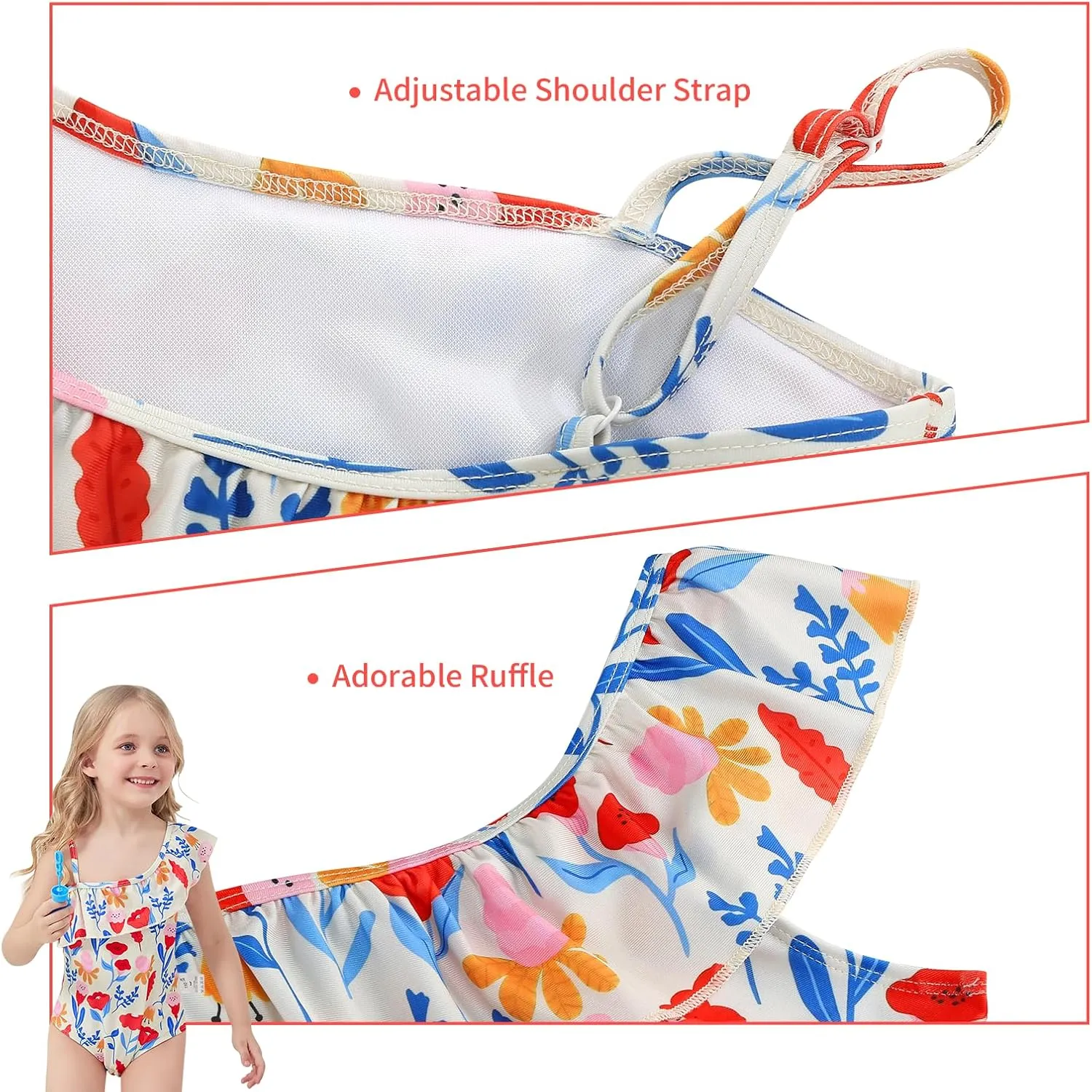 Girls One Piece Swimsuits One Shoulder Ruffle Bathing Suit Swimwear for Summer Hawaiian Runs Large Size Down for Fit