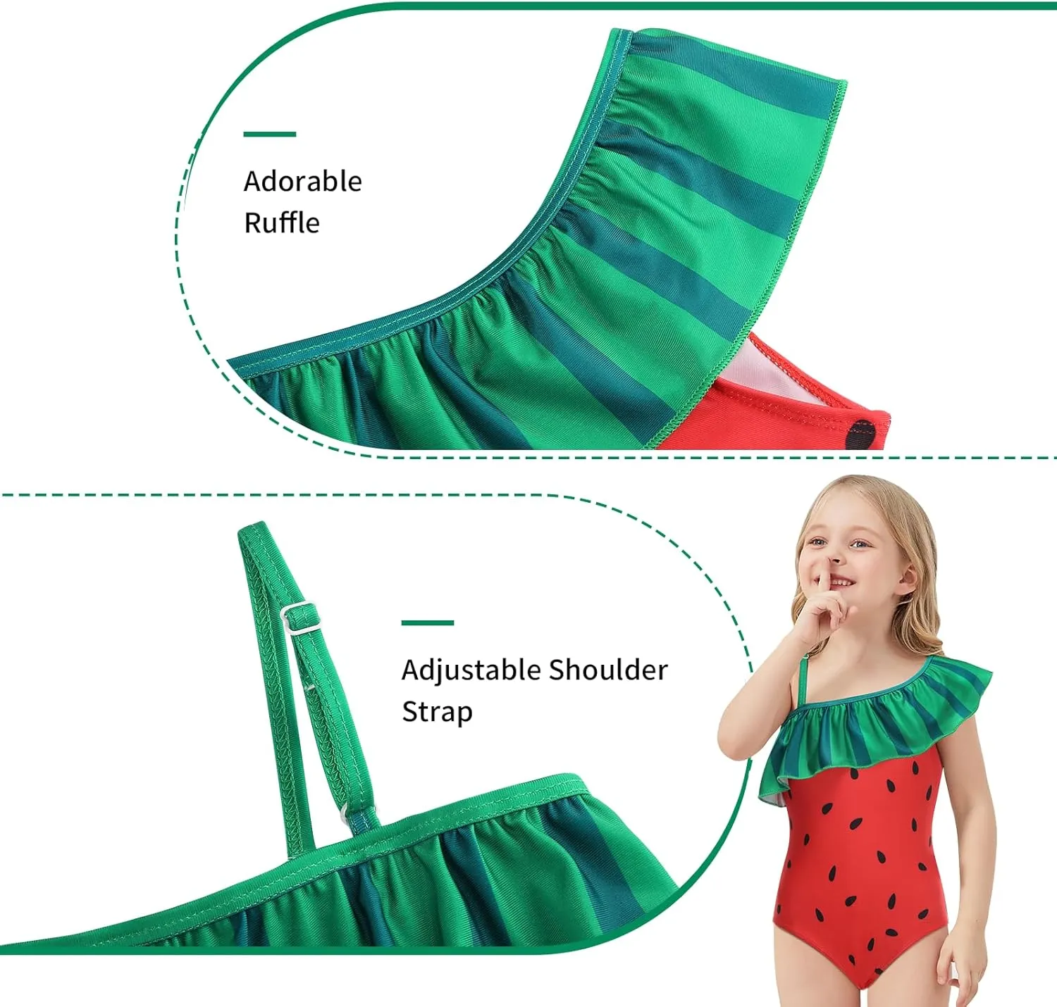 Girls One Piece Swimsuits One Shoulder Ruffle Bathing Suit Swimwear for Summer Hawaiian Runs Large Size Down for Fit