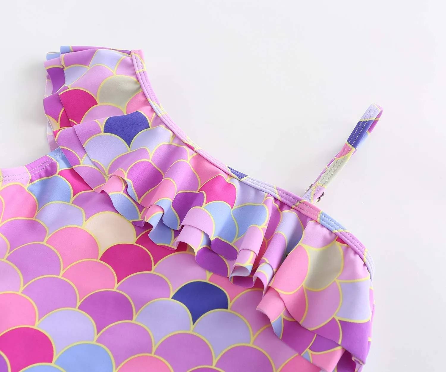Girls One Piece Swimsuits One Shoulder Ruffle Swimwear Floral Bathing Suit