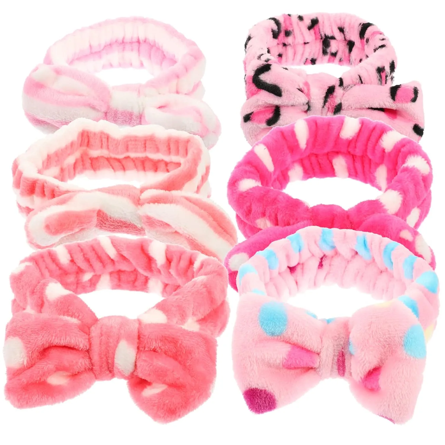GLEAVI Elegant Skincare Headbands Non-slip Makeup Hairbands for Women Soft Fleece Spa Headbands Set of 6