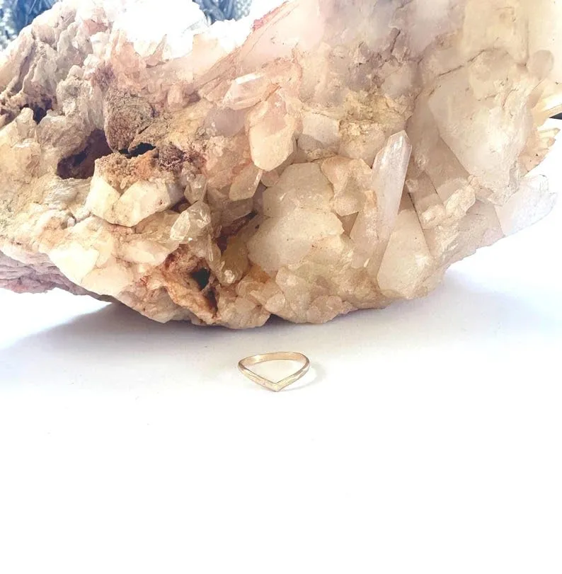 Gold chevron midi ring, knuckle ring, stacking rings - midi ring, gold ring (2)
