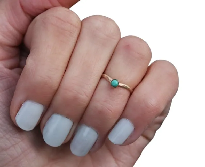 Gold filled Turquoise ring, stacking ring - December birthstone, midi rings, mid finger ring, knuckle ring, gold ring (1.5)