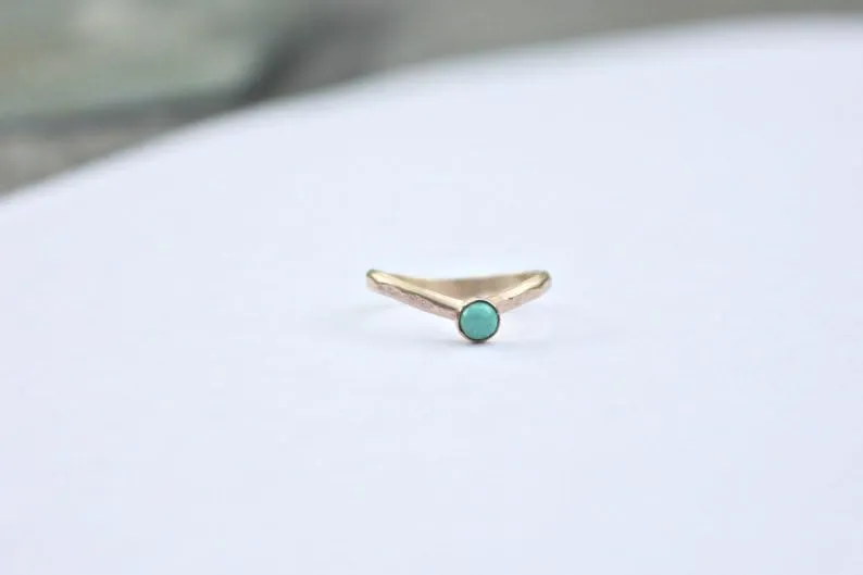 Gold filled Turquoise ring, stacking ring - December birthstone, midi rings, mid finger ring, knuckle ring, gold ring (1.5)