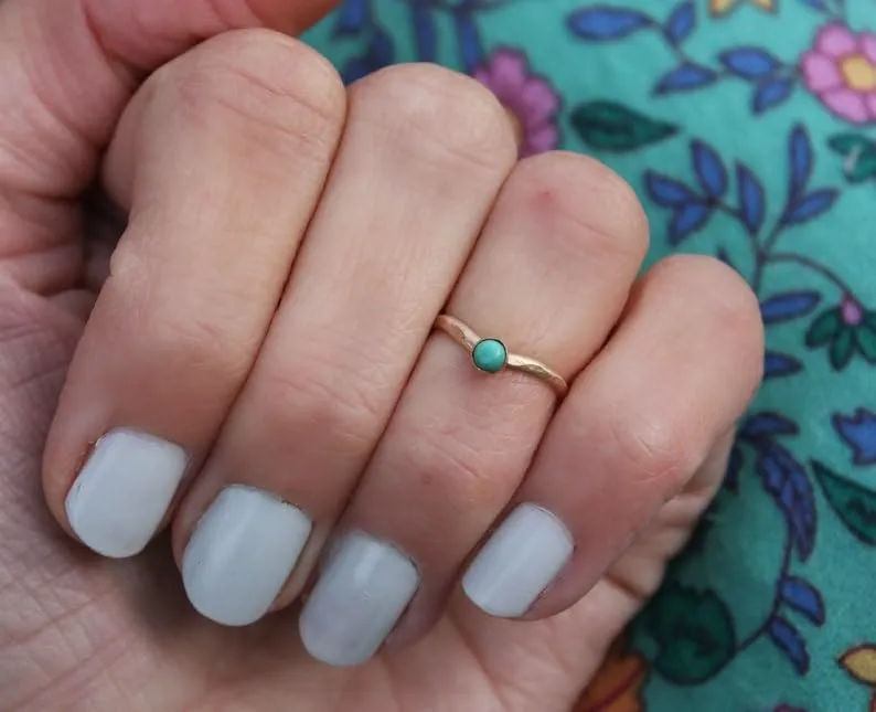 Gold filled Turquoise ring, stacking ring - December birthstone, midi rings, mid finger ring, knuckle ring, gold ring (1.5)