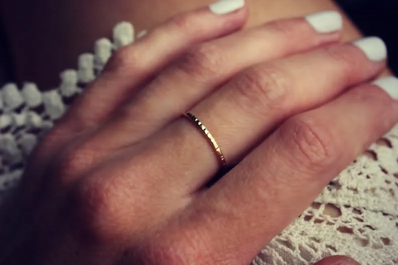 Gold ring, gold stacking ring, gold filled ring, stacking ring, textured ring, midi ring, stackable ring, faceted gold ring (5)