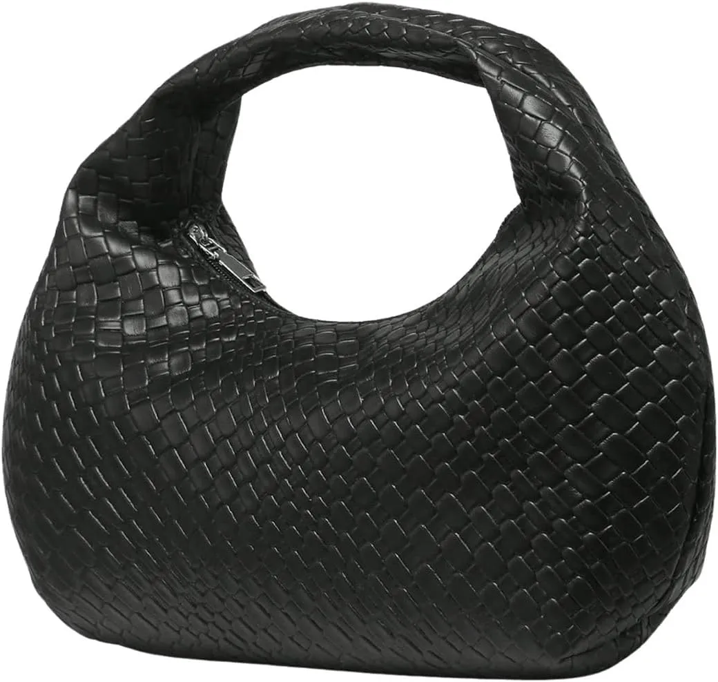 GORGLITTER Women's Braided Bag Woven Purse Retro Bags Top Handle Pu Leather Clutch Handbags Zipper Closure