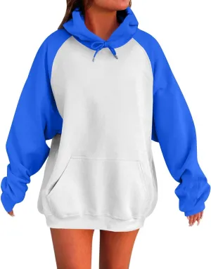 Gumipy Oversized Hoodies for Women Trendy Fleece Color Block Womens Sweatshirt Hoodies Plus Size Winter Clothes with Pocket