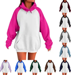 Gumipy Oversized Hoodies for Women Trendy Fleece Color Block Womens Sweatshirt Hoodies Plus Size Winter Clothes with Pocket