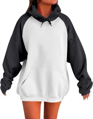 Gumipy Oversized Hoodies for Women Trendy Fleece Color Block Womens Sweatshirt Hoodies Plus Size Winter Clothes with Pocket