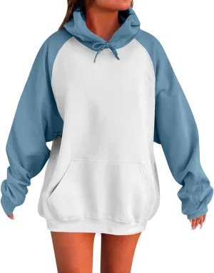 Gumipy Oversized Hoodies for Women Trendy Fleece Color Block Womens Sweatshirt Hoodies Plus Size Winter Clothes with Pocket
