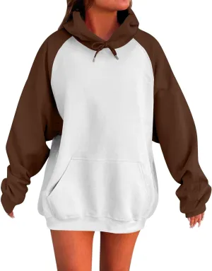 Gumipy Oversized Hoodies for Women Trendy Fleece Color Block Womens Sweatshirt Hoodies Plus Size Winter Clothes with Pocket