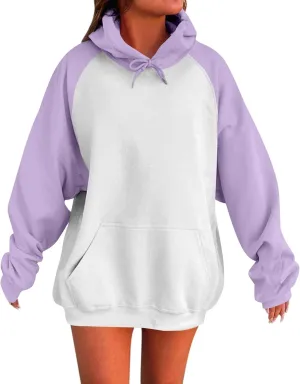 Gumipy Oversized Hoodies for Women Trendy Fleece Color Block Womens Sweatshirt Hoodies Plus Size Winter Clothes with Pocket