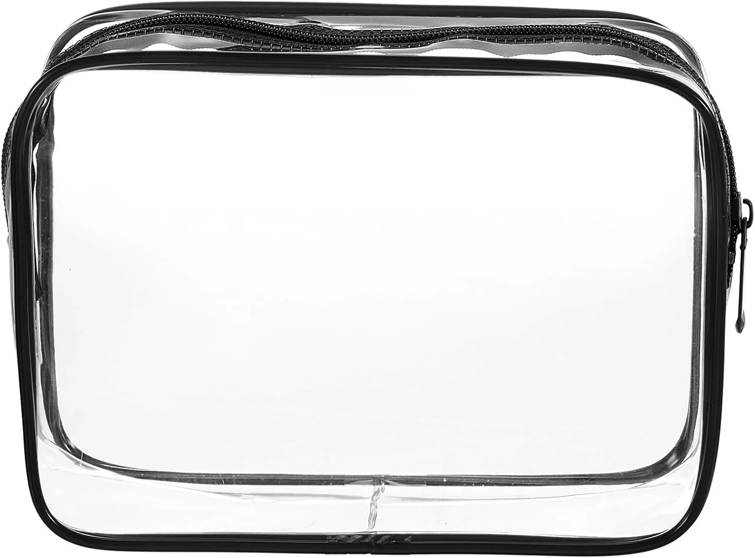 HARFINGTON Clear Toiletry Bag Quart Size TSA Approved PVC Makeup Cosmetic Bag for Women Travel Transparent Organizer Airport Airline Compliant, Black