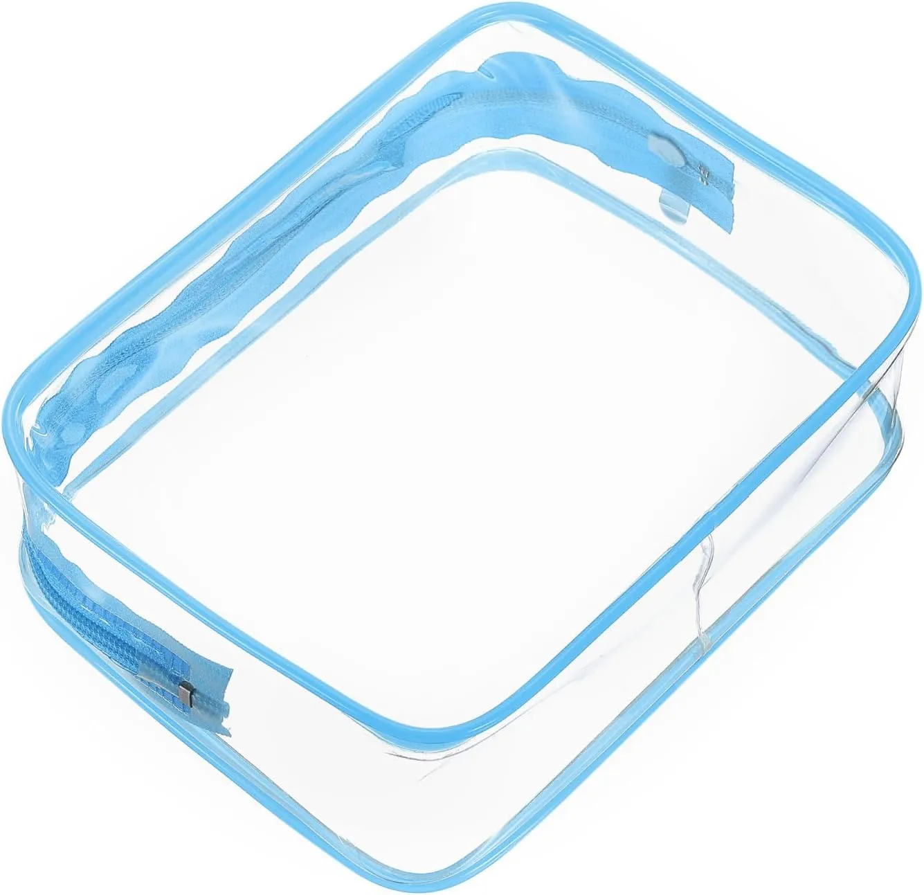 HARFINGTON Clear Toiletry Bag Quart Size TSA Approved PVC Makeup Cosmetic Bag for Women Travel Transparent Organizer Airport Airline Compliant, Blue