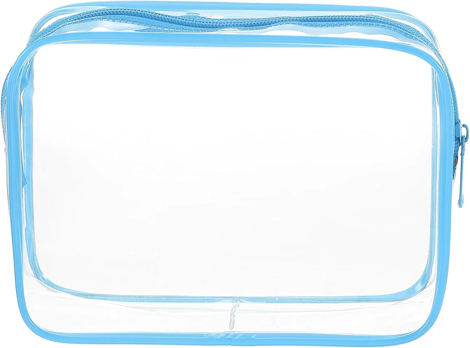 HARFINGTON Clear Toiletry Bag Quart Size TSA Approved PVC Makeup Cosmetic Bag for Women Travel Transparent Organizer Airport Airline Compliant, Blue