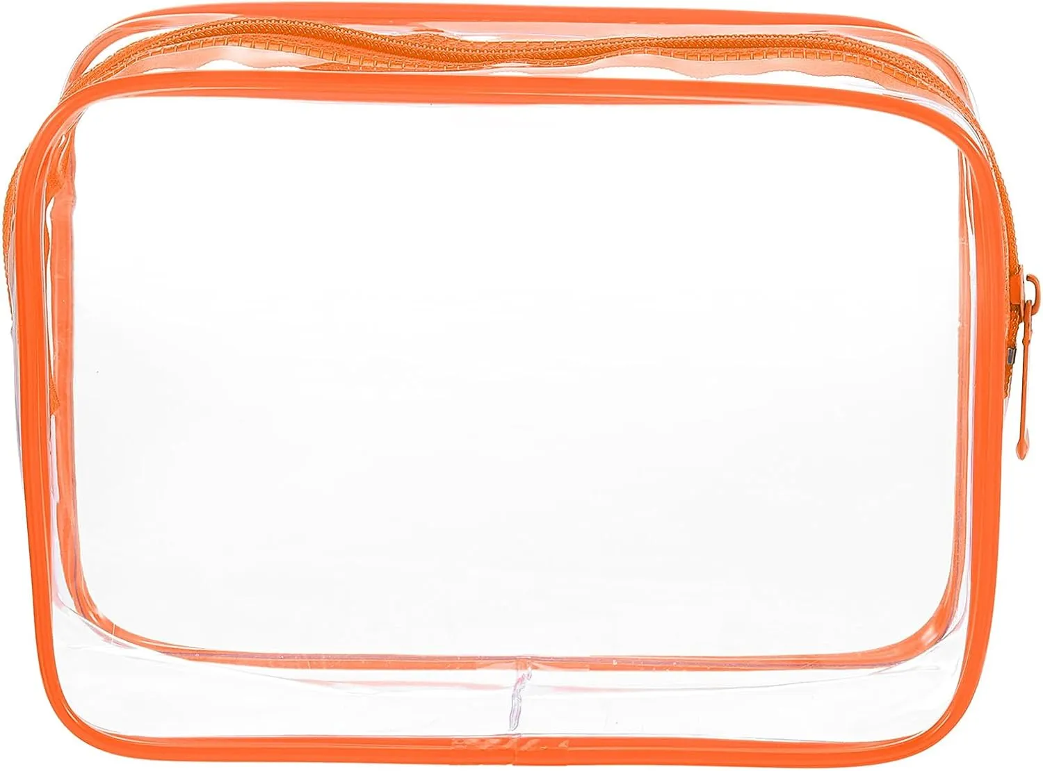 HARFINGTON Clear Toiletry Bag Quart Size TSA Approved PVC Makeup Cosmetic Bag for Women Travel Transparent Organizer Airport Airline Compliant, Orange