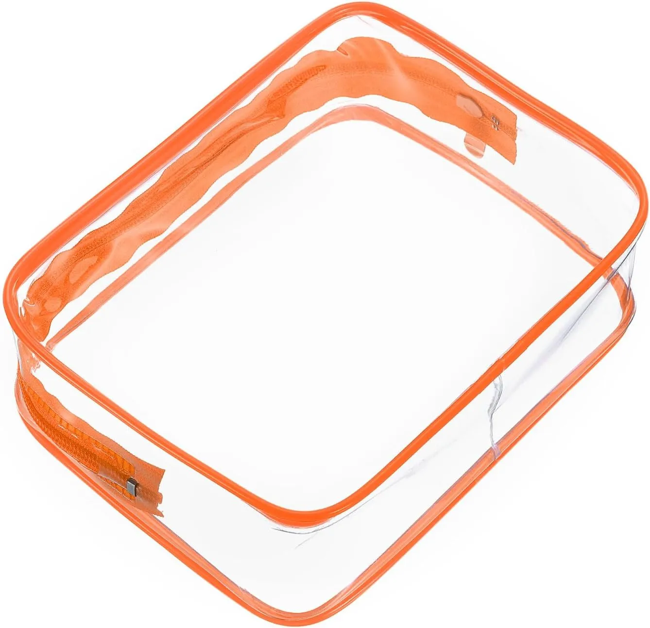 HARFINGTON Clear Toiletry Bag Quart Size TSA Approved PVC Makeup Cosmetic Bag for Women Travel Transparent Organizer Airport Airline Compliant, Orange