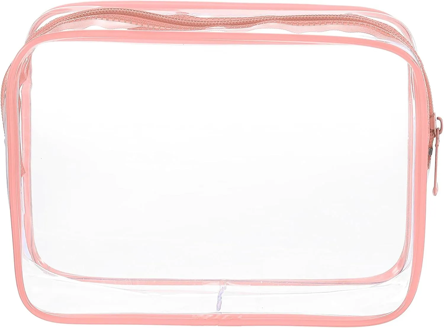 HARFINGTON Clear Toiletry Bag Quart Size TSA Approved PVC Makeup Cosmetic Bag for Women Travel Transparent Organizer Airport Airline Compliant, Pink