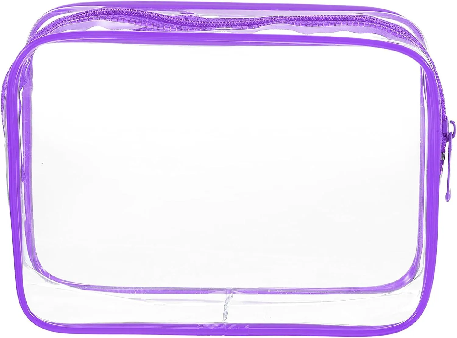 HARFINGTON Clear Toiletry Bag Quart Size TSA Approved PVC Makeup Cosmetic Bag for Women Travel Transparent Organizer Airport Airline Compliant, Purple