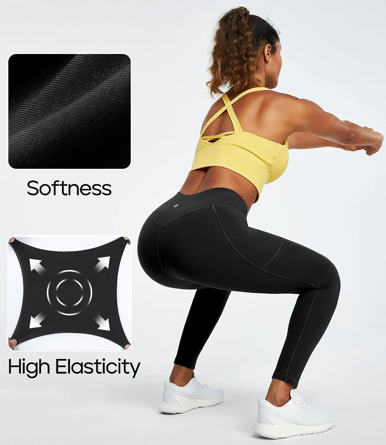 Heathyoga Leggings with Pockets for Women Tummy Control High Waist Yoga Pants with pockets for Workout Athletic Leggings