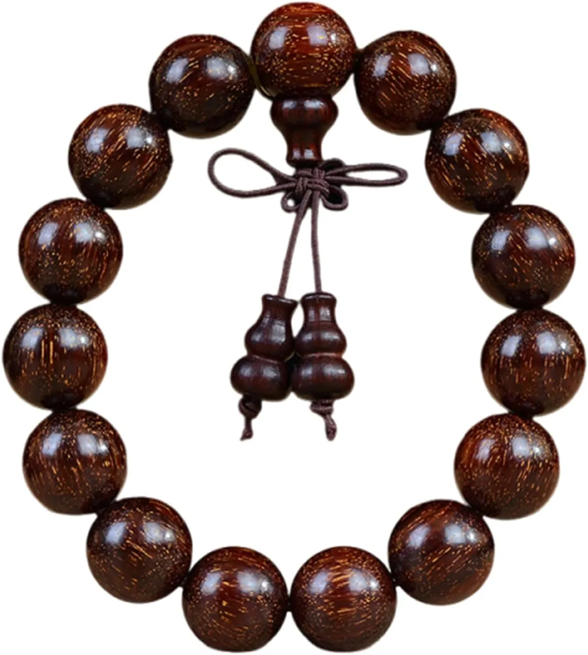 High - Density Starry Old - GrowthRed Sandalwood Buddhist Prayer Beads Bracelet, Wood Handmade Jewelry in Gourd Style