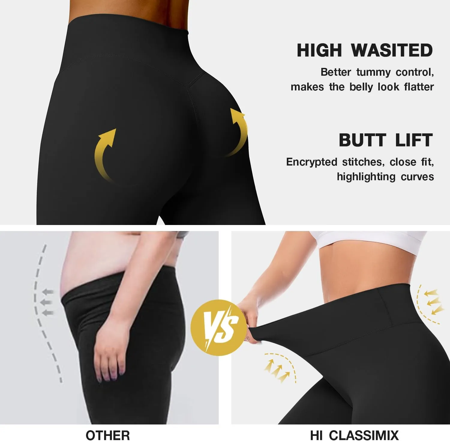 High Waisted Leggings for Women-Womens Black Seamless Workout Leggings Running Tummy Control Yoga Pants