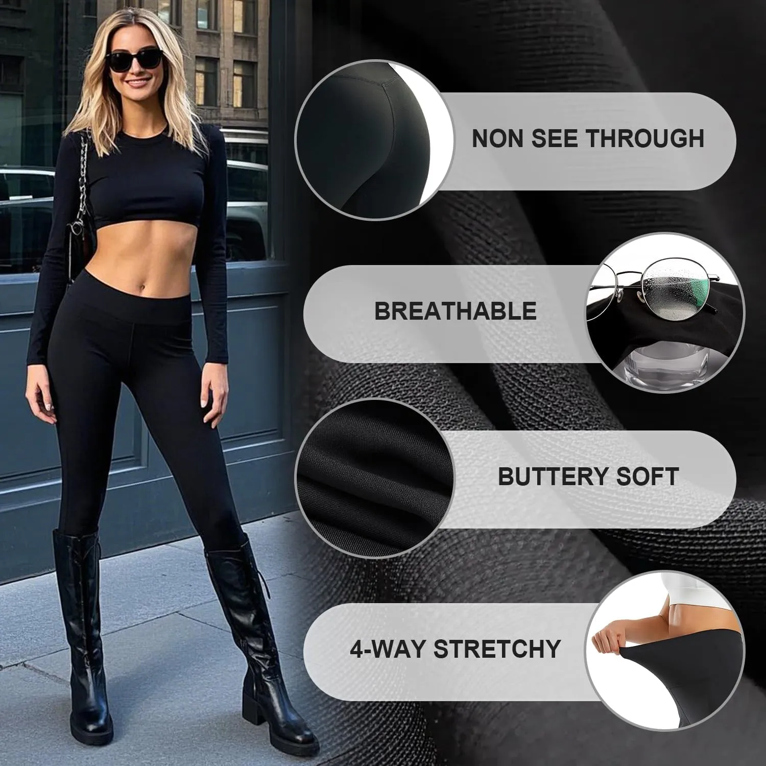 High Waisted Leggings for Women-Womens Black Seamless Workout Leggings Running Tummy Control Yoga Pants