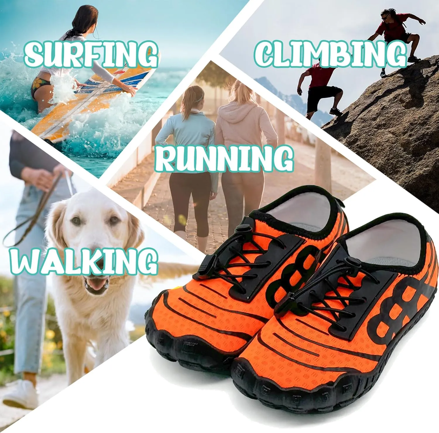 Hike Barefoot Shoes for Women Men Breathable Slip-on Barefoot Water Shoes with Wide Toe Box Non-Slip Athletic Footwear for Hiking Walking Pool Beach Swim Aqua Sport