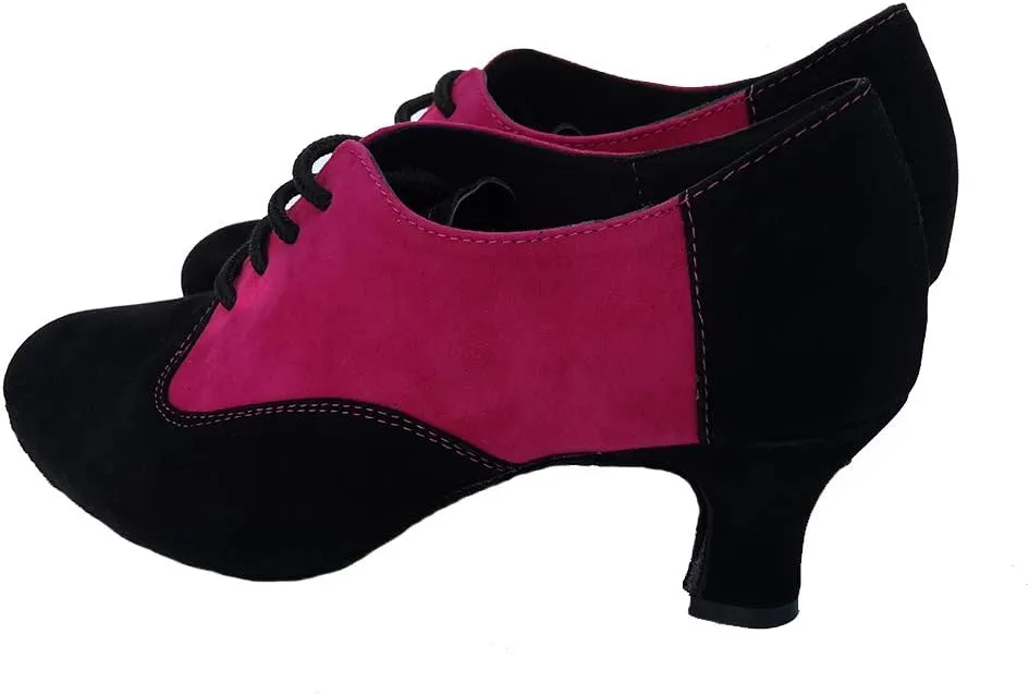 HIPPOSEUS Women Closed Toe Latin Dance Shoes Lace up Ballroom Salsa Tango Dance Practice Shoes Low Heel,Model 305